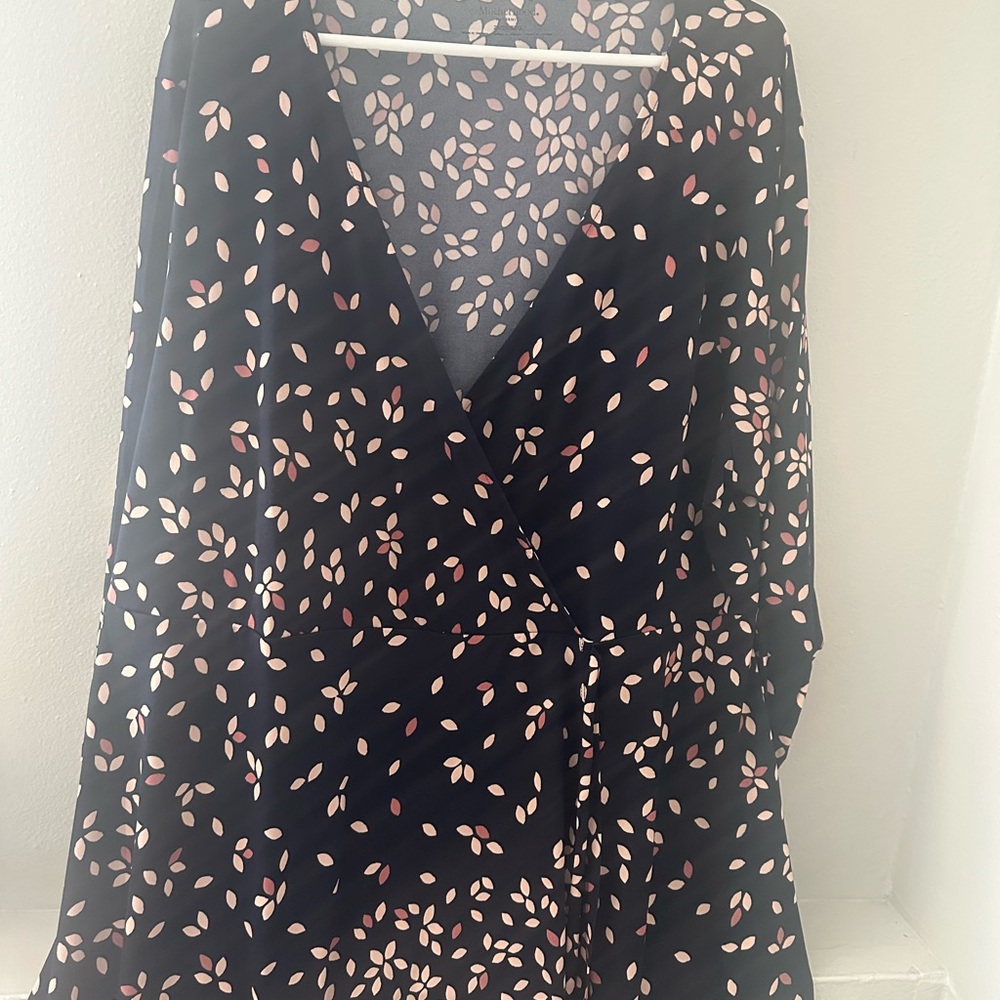 Motherhood Maternity Black and Pink Leaf Blouse